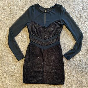 Fashion Nova Sparkly Mesh Black Party Dress